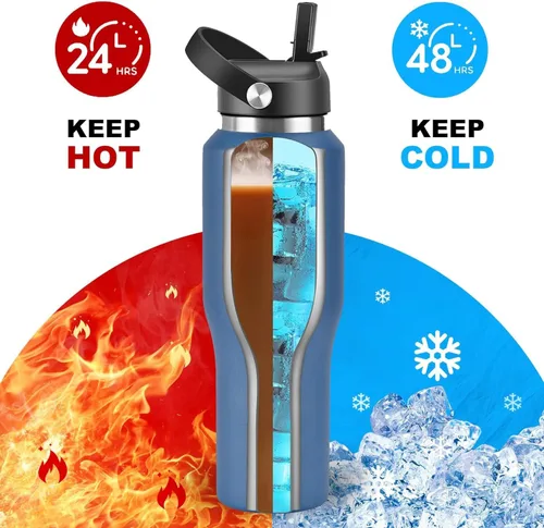 Miniatura 4 de SENDESTAR Botella de agua de acero inoxidable de 40 onzas (fría durante 48 horas, caliente durante 24 horas), botella aislada al vacío de doble