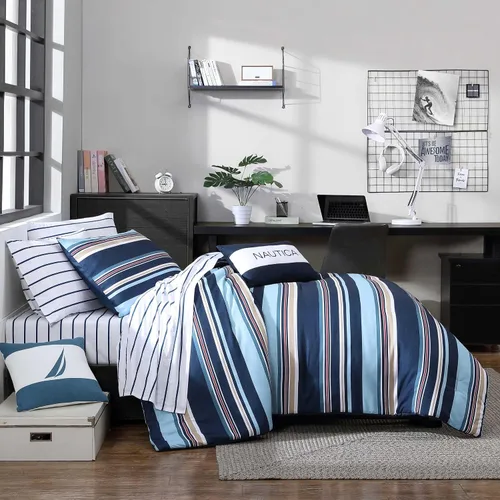 Miniatura 24 de Nautica - Juego de edredón individual/individual XL, ropa de cama suave y cepillada con sensación relajada para uso durante todo el año, juego