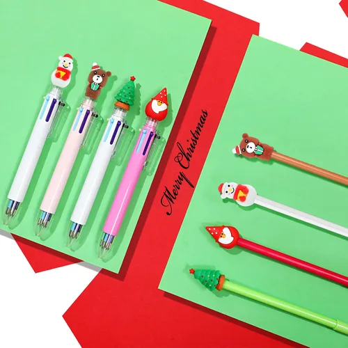 Miniatura 5 de Outus Juego de 16 bolígrafos de Navidad, 8 bolígrafos con temática navideña y 8 bolígrafos retráctiles multicolor para niños y estudiantes, muñeco