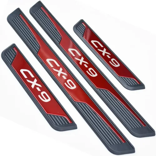 Miniatura 7 de Kit de protector de umbral de puerta inoxidable para Mazda CX-9 2017-2023 Accesorio interior (rojo)