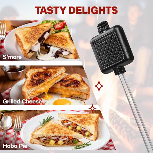 Miniatura 5 de Mountain Pie Maker - Hierro fundido para tartas de fogata, para acampar, paquete de 2