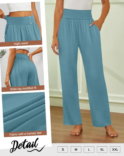 Miniatura 122 de Neer - Conjunto de 3 pantalones de yoga de pierna ancha para mujer - Pantalones deportivos cómodos, holgados, de cintura alta y casuales