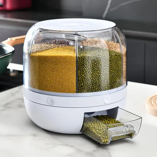 Miniatura 6 de TOPINCN Caja de almacenamiento separada de granos, almacenamiento de arroz a prueba de humedad para el hogar, soporte de arroz, dispensador
