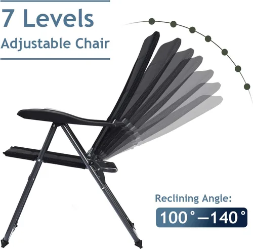 Miniatura 5 de S AFSTAR Sillas plegables para patio, juego de 4 sillas portátiles con reposabrazos y respaldos ajustables para césped, piscina, balcón (4)