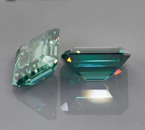 Miniatura 3 de Moissanita suelta 3.00 quilates, piedra de moissanita de color verde, claridad VVS1, piedra preciosa brillante de corte esmeralda para hacer anillos