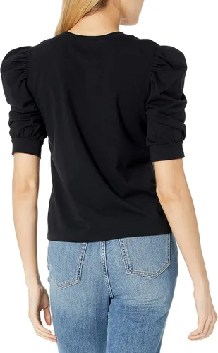 Miniatura 2 de The Drop Mariko - Camiseta elástica de manga abombada con cuello redondo para mujer