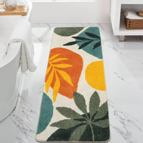 Miniatura 14 de Uphome Tapetes de baño para baño, 18 x 26, diseño floral, moderno, antideslizante, suave, lavable a máquina, absorbente, de secado rápido, tapete