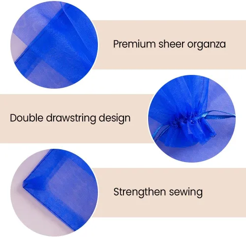 Miniatura 3 de Meowoo 100 bolsas de organza, bolsas de malla pequeñas de 3 x 4 pulgadas con cordón, bolsas de regalo de malla con cordón para joyas, dulces
