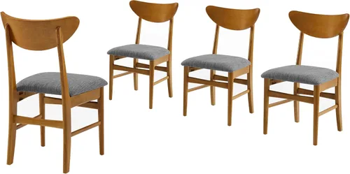 Crosley Furniture Landon - Juego de 4 sillas de comedor de madera modernas de mediados de siglo con asiento tapizado, silla de cocina, bellota