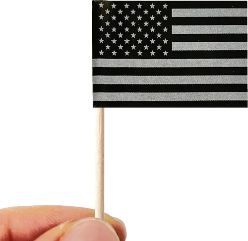 Miniatura 3 de stidsds 100 banderas negras de Estados Unidos con palillos de dientes, mini adornos negros para cupcakes de Estados Unidos, banderas, banderines