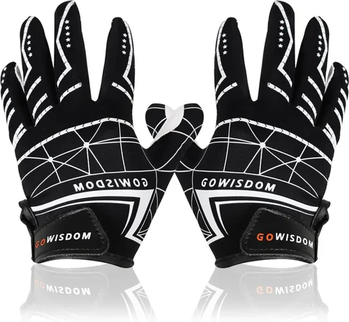 Miniatura 15 de Guantes de receptor de fútbol americano para niños - Agarre de silicona antideslizante y parte trasera de licra transpirable para un mejor control