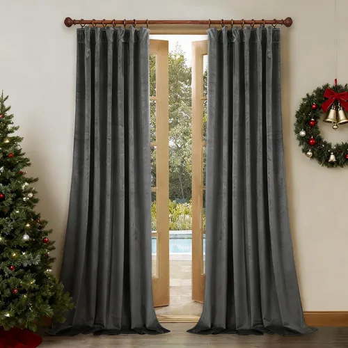 Miniatura 18 de StangH Cortinas de terciopelo súper suaves con pestaña trasera, cortinas azul marino para puerta corredera, decoración de lujo, cortinas opacas
