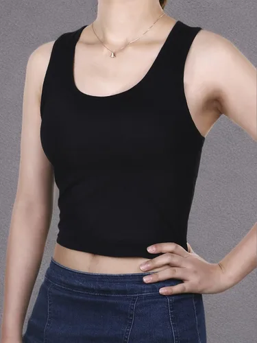 Miniatura 7 de Camisetas cortas de 3 piezas para mujer, camisetas de entrenamiento, básicas, recortadas, sin mangas, espalda cruzada, deportes, gimnasio