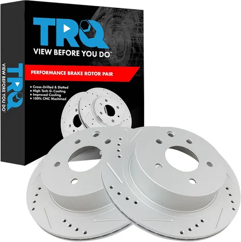 Miniatura 244 de TRQ Juego de rotores de freno de rendimiento trasero con revestimiento G premium compatible con Mazda 6 2014-2021