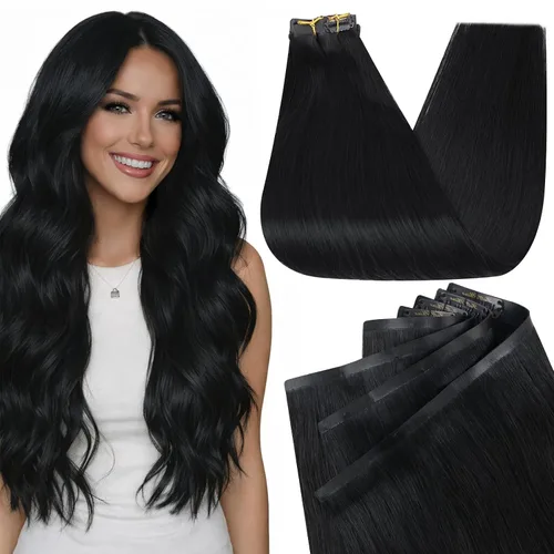 Miniatura 44 de Full Shine Extensiones de cabello humano con pinzas, cabello humano Remy invisible para mujer, color rubio platino, 20 pulgadas, 8 unidades, 4.23 oz