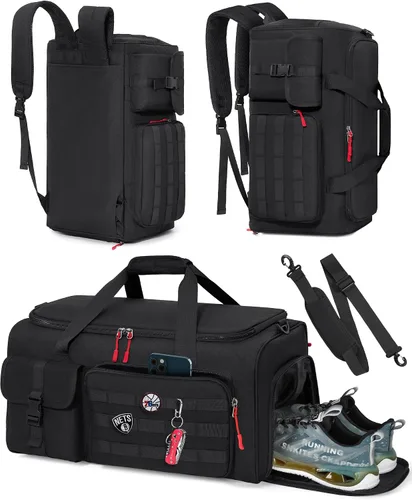RAINSMORE Bolsa de gimnasio para hombres, bolsa de viaje deportiva de 45 litros con compartimento para zapatos y laptop, mochila de entrenamiento de