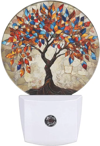 EKOBLA Luz nocturna de árbol de estaciones coloridas enchufable, luz nocturna LED multicolor con sensor automático del atardecer al amanecer para