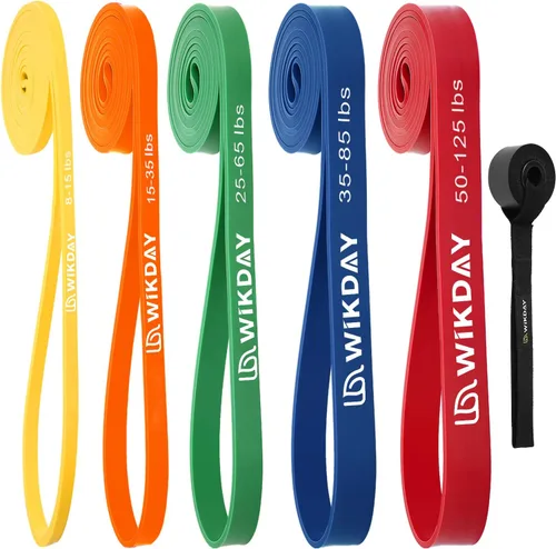 Miniatura 11 de WIKDAY Resistance Bands, Pull Up Bands, Workout Bands for Exercise, Thick Heavy Resistance Band Set with Door Anchor, Elastic Bands for Body Gris