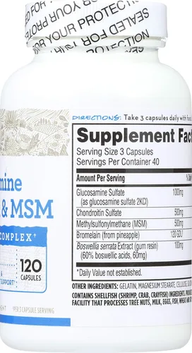 Miniatura 3 de 365 by Whole Foods Market, Glucosamina Condroitina y MSM, 120 ct