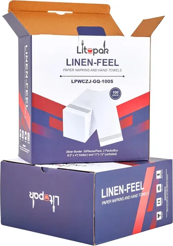 Miniatura 7 de LITOPAK Paquete de 100 toallas de invitados desechables, suaves y absorbentes, toallas de papel para invitados, para baños, fiestas, bodas o Plateado