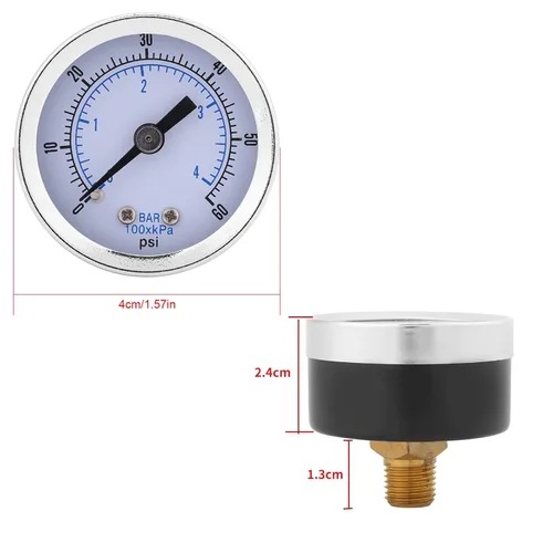 Miniatura 2 de Medidor de presión neumático e hidráulico multiusos, manómetro de presión de gas y aceite de agua, medidor de presión de 1/8 pulgadas BSPT interno