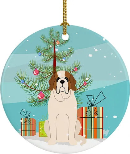Miniatura 37 de Caroline's Treasures Adorno de cerámica para árbol de Navidad, Laika Spitz de Siberia Occidental, decoración colgante para árbol de Navidad