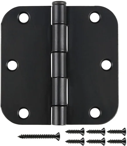 Miniatura 7 de Paquete de 30 bisagras redondas de color negro mate para puertas interiores de 3.5 x 3.5 pulgadas, radio de 5/8 pulgadas, bisagras mate resistentes