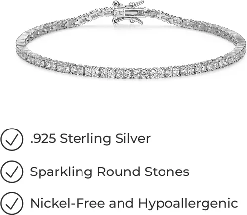 Miniatura 3 de Tienda Essentials Pulsera de tenis chapada en plata de ley con circonita cúbica de corte redondo (anteriormente colección Tienda)