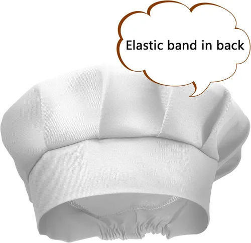 Miniatura 4 de SATINIOR Juego de 8 delantales y sombrero de chef para niños con 2 bolsillos ajustables para niños y niñas, cocinar, hornear, pintar Blanco