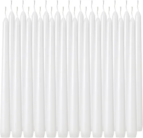 Tuyai - 24 paquetes de velas cónicas altas blancas, 10 pulgadas (H) sin goteo, vela de cena sin aroma, velas cónicas sin humo, cera de parafina con