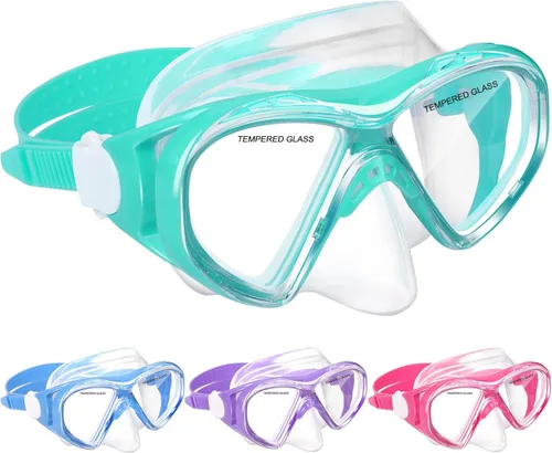 Miniatura 23 de ACQCES Gafas de natación para niños, máscara de buceo para niños y niñas de 5 a 15 años, gafas de natación antivaho de dos colores con cubierta