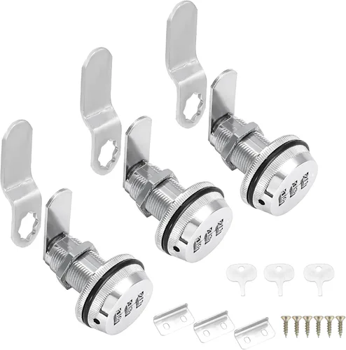 CozyTower Cerradura de combinación de números para archivador, cerradura de leva sin llave de 1-1/8 pulgadas para buzón de cajón de escritorio Plata