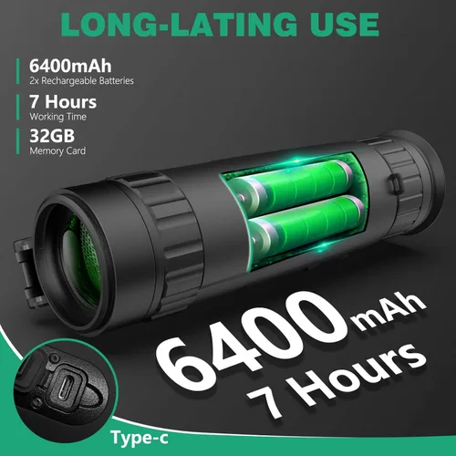 Miniatura 5 de Monocular de visión nocturna 384 x 288 (50 Hz) Monoculares de imágenes térmicas, zoom digital 4X, detección de 3620 yardas, 5 modos, 7 H+