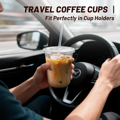 Miniatura 6 de TINSKY Juego de 50 vasos de plástico transparente con tapas y pajitas, tazas desechables para café helado, mascotas para bebidas frías, jugos