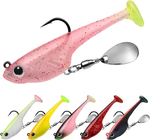 Miniatura 9 de TRUSCEND Duramax Easy Catch TPE Soft Fishing Lures with BKK Hooks, Trembly Sinking and Vibrating Swim for More Bites, Pre-rigged Tear-Resistant
