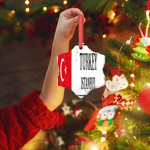 Miniatura 5 de Adornos de Navidad de Estambul 2023, bandera de pavo, decoraciones de Navidad para árbol, país, ciudad, recuerdo, fiesta, vacaciones, decoraciones