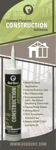 Miniatura 2 de Red Devil 077606 Adhesivo de construcción de uso general, 9 onzas, 1 paquete, blanco