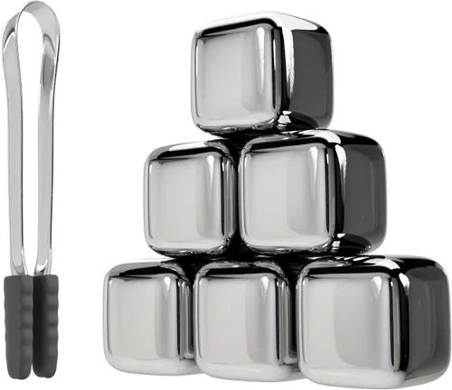 Miniatura 8 de ShanSon Enfriadores de vino, cubos de hielo de metal, 6 unidades, piedras de whisky de acero inoxidable, reutilizables, piedras de whisky