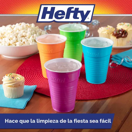 Miniatura 7 de Vasos de Plástico Desechables Hefty Party On, Surtidos, 16 Onzas, 100
