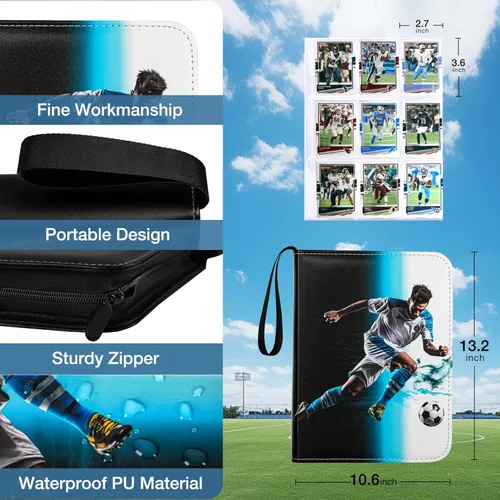 Miniatura 2 de RONMONG Carpeta de Tarjetas de Fútbol, Álbum de Tarjetas de Intercambio Deportivas 2024-2025 con Fundas y Soporte, Hojas de Portatarjetas de Fútbol