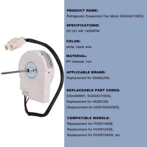 Miniatura 4 de Excelente calidad 5PCS 50240401000Q DC12V 4W Refrigerador Evaporador Motor Motor Reemplazo para Samsung Motor de Ventilador de Congelación Sustituye