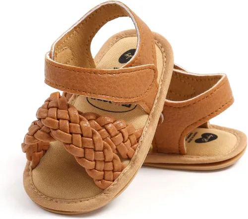 Miniatura 4 de TIMATEGO Sandalias para bebés y niñas, antideslizantes, suela suave, con correa en T, sandalias de vestir para cuna, zapatos de vestir para bebés