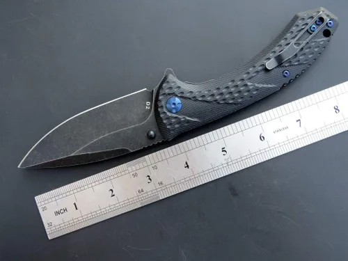 Miniatura 2 de Eafengrow EF927 Cuchillo de bolsillo D2 Hoja de acero con revestimiento de óxido negro, cuchillo para exteriores, mango G10, rodamiento de bolas