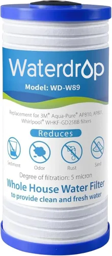 Waterdrop AP810 - Filtro de agua de repuesto para toda la casa para 3M® Aqua-Pure AP810, AP801, AP811, Whirlpool® WHKF-GD25BB, WHKF-DWHBB, 10 x 4.5