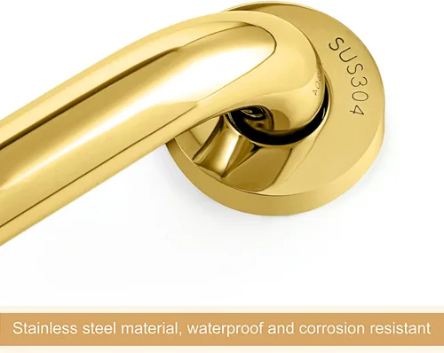 Miniatura 3 de Tatuo Paquete de 4 barras de agarre para bañeras, acero inoxidable 304, pasamanos de seguridad para baño, asas antideslizantes, barras de agarre Oro