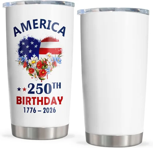 Vaso de 250 aniversario de Estados Unidos de 20 onzas, mercancía de Estados Unidos 250, decoraciones de 250 aniversario, regalo de cumpleaños 250 de