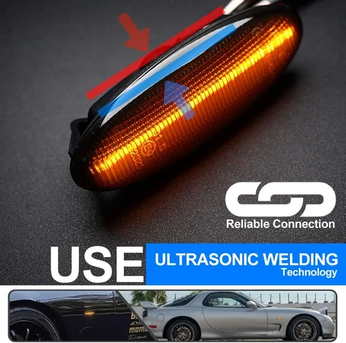 Miniatura 5 de 2 luces LED ámbar RX7 dinámicas secuenciales intermitentes laterales para Maz'da RX7 (FD) PREMACY (CP) 23 (BA) 323 (BJ) 626 (GF/GW), luces