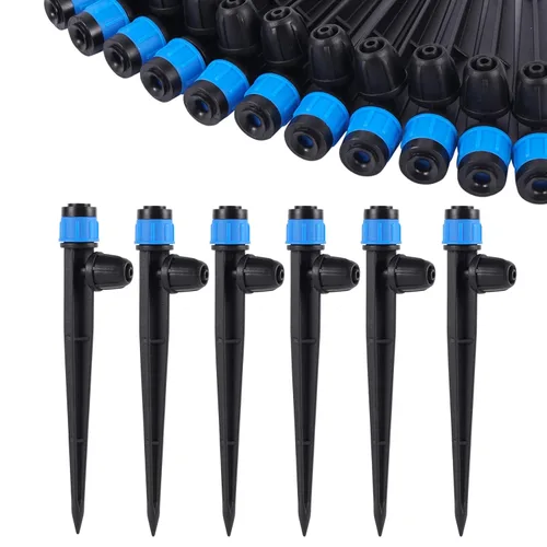 Miniatura 11 de Emisores de riego por goteo, emisores de goteo ajustables de 360 grados en 5" con estaca para tubos de riego por goteo de 1/4 de pulgada, goteros
