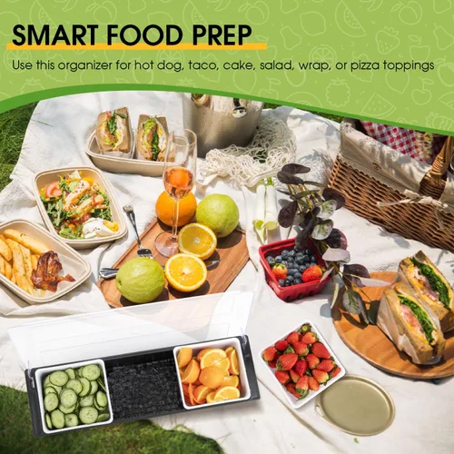Miniatura 5 de Contenedor de Servir Condimentos Enfriado con Hielo, Organizador de Condimentos para Frutas y Verduras, Estación de Guarnición de Plástico con Tapa