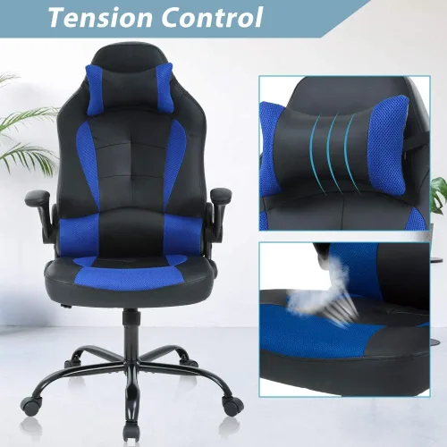 Miniatura 7 de Silla de juegos, silla de oficina con respaldo alto, silla de escritorio ergonómica de carreras de PC con reposacabezas soporte lumbar y brazos
